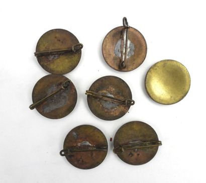 GERMANY. Set of 7 painted brass party badges,...