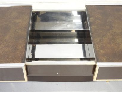 Rectangular LOW TABLE forming a bar in chromed...