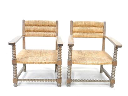 Charles DUDOUYT (in the style) Pair of armchairs...