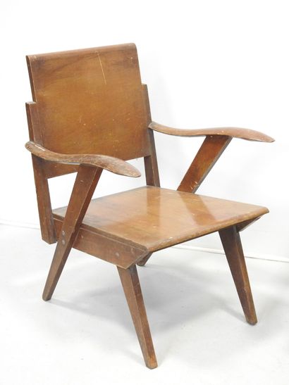 FOUR Reconstruction-type armchairs in exotic...