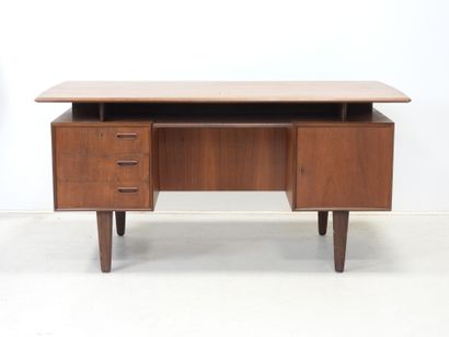 Scandinavian teak desk opening with a door...