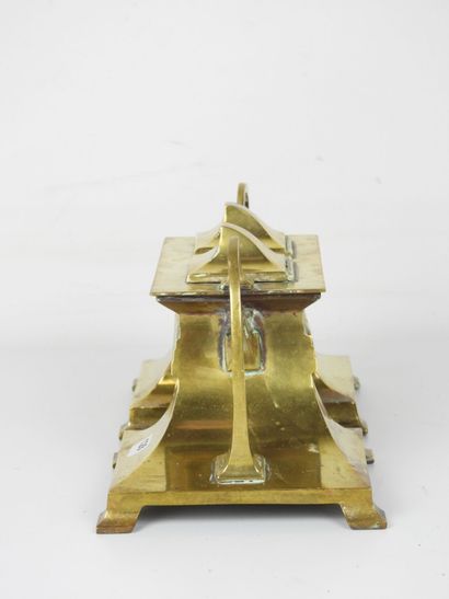 Gilded brass ENCRIER with two cups. Jugendstil...