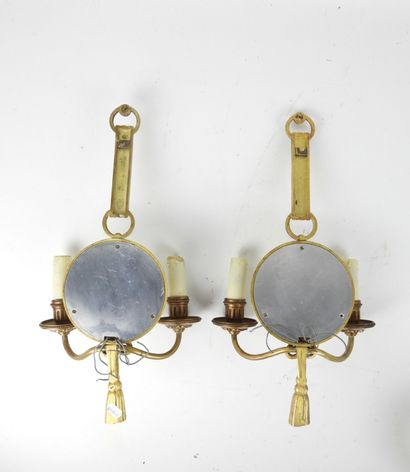 ETABLISSEMENT PETITOT: Pair of two-arm gilt...