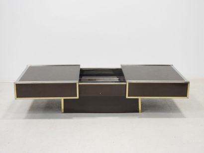 Rectangular LOW TABLE forming a bar in chromed...