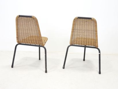 René PICOT (XX-XXIth)
Pair of tripod chairs,...