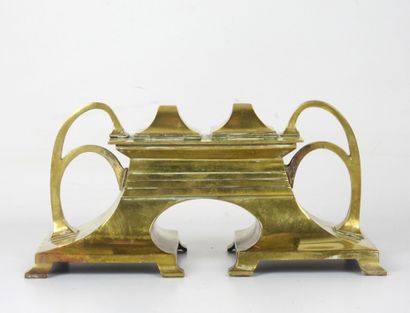 Gilded brass ENCRIER with two cups. Jugendstil...