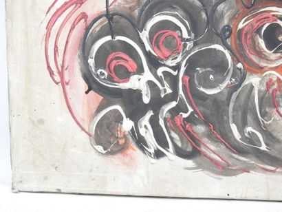 MODERN SCHOOL: Cockfight. Canvas. Bears an...