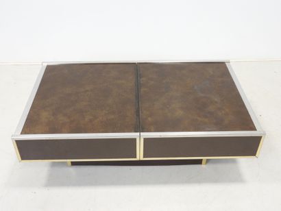 Rectangular LOW TABLE forming a bar in chromed...