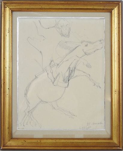 Bernard LORJOU (1908-1986): Rider on horseback....