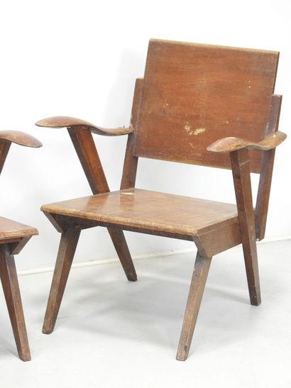 FOUR Reconstruction-type armchairs in exotic...