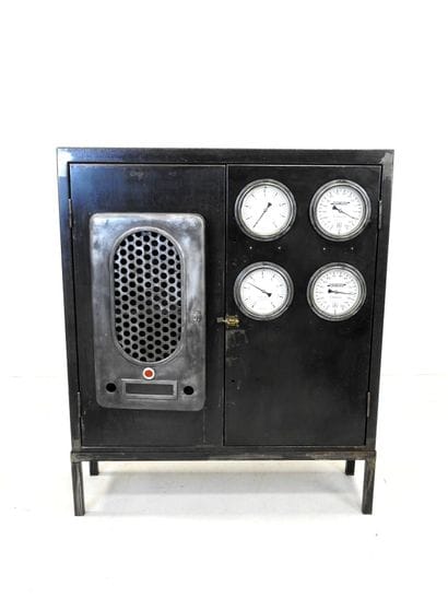 Black-painted iron industrial BUFFET opening...