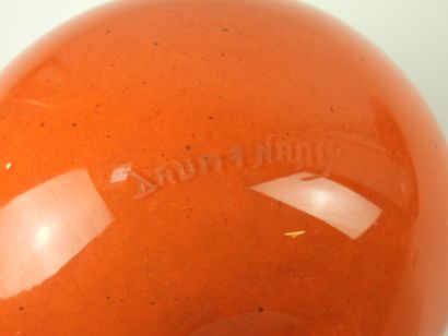DAUM - Nancy : Ball vase in orange glass....