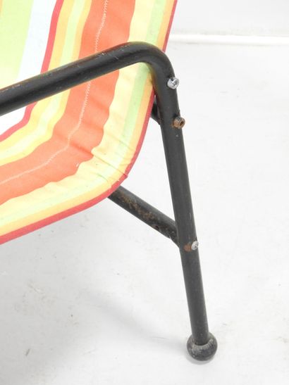 SUEDE: Pair of tubular metal garden armchairs...
