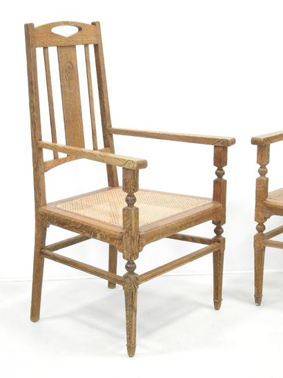 SECESSION VIENNOISE: Pair of wooden caned...