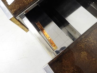 Rectangular LOW TABLE forming a bar in chromed...
