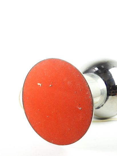 ITALY: Lamp in chromed metal, the base decorated...