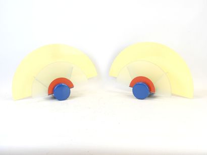 ARLUS: Pair of half-sphere sconces in yellow,...