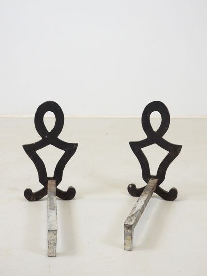 Raymond SUBES (attributed to ): Pair of cast-iron...