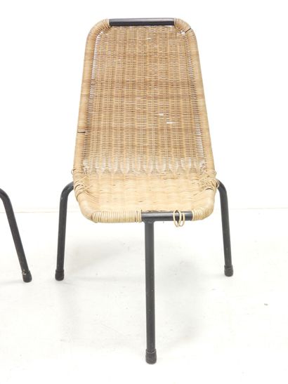René PICOT (XX-XXIth)
Pair of tripod chairs,...