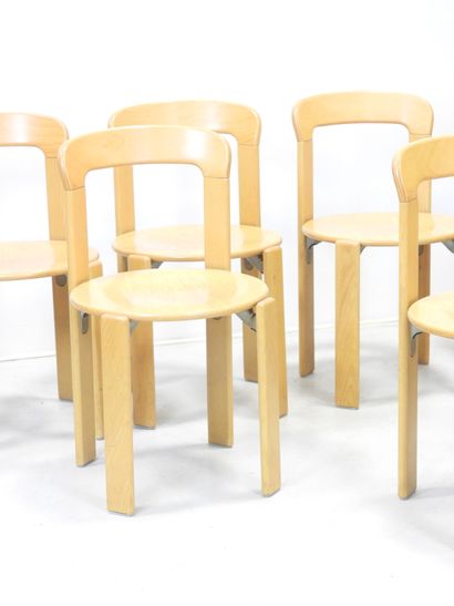 Bruno REY (1935-2019): Eight stacking chairs...