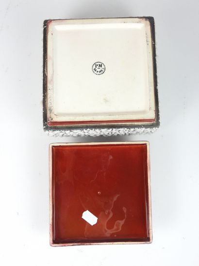 Paul MILLET in SEVRES. Cubic ceramic box...