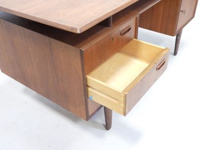 Scandinavian teak desk opening with a door...