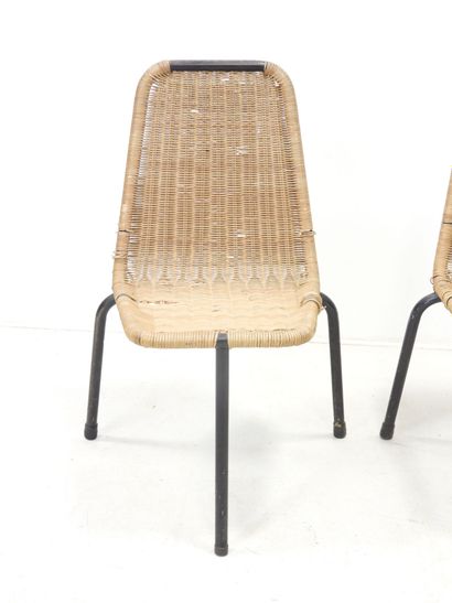René PICOT (XX-XXIth)
Pair of tripod chairs,...