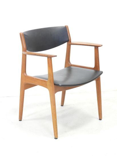 Scandinavian armchair in teak, upholstered...