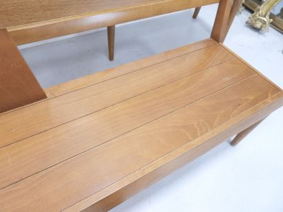 Pair of wooden benches on six legs. Circa...