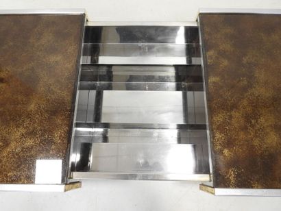 Rectangular LOW TABLE forming a bar in chromed...