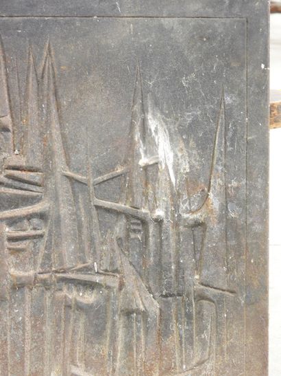 R.DERET: Cast-iron fireback with abstract...
