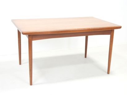 Rectangular teak table with extensions. Circa...