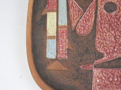 Ceramic dish of cubic inspiration decorated...