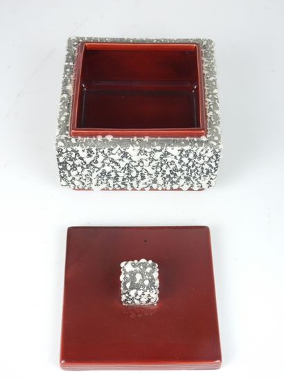 Paul MILLET in SEVRES. Cubic ceramic box...