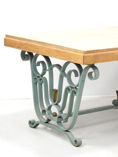 IMPORTANT DINING ROOM TABLE in green lacquered...