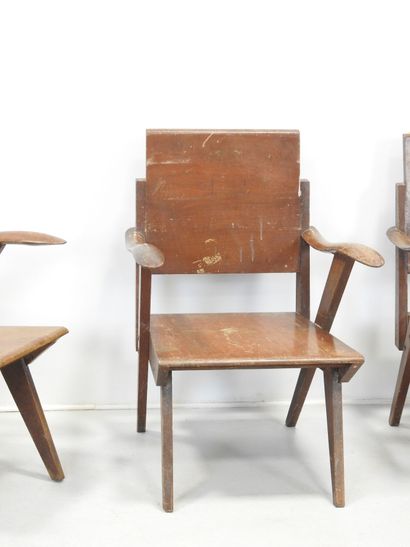 FOUR Reconstruction-type armchairs in exotic...