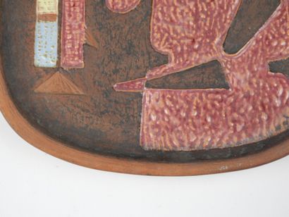Ceramic dish of cubic inspiration decorated...