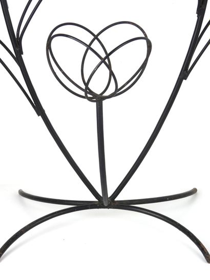 Wrought iron pot holder with three containers...