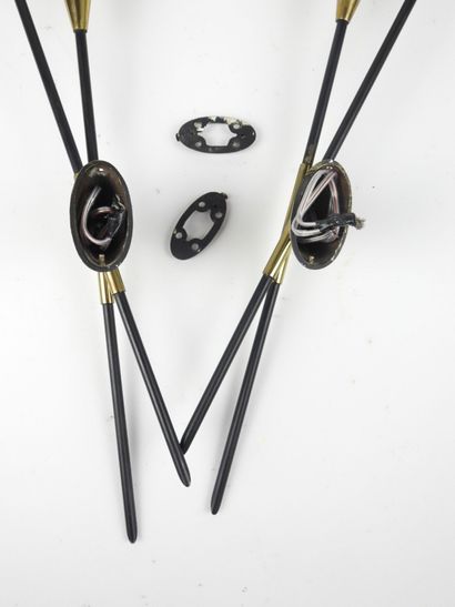 LUNEL or STILNOVO: Pair of metal and brass...
