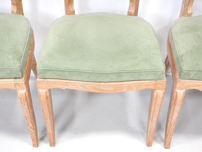 SIX CHAIRS in ceruse oak, the back decorated...