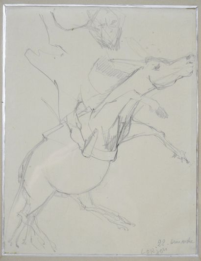 Bernard LORJOU (1908-1986): Rider on horseback....