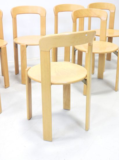 Bruno REY (1935-2019): Eight stacking chairs...