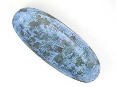 Jacques BLIN (1920-1995) : Oblong blue glazed...