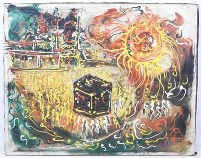 MODERN SCHOOL: Landscape with burning sun....