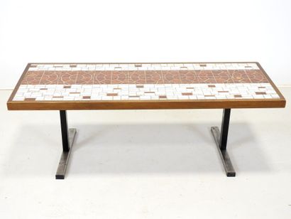LOW TABLE with rectangular ceramic tile top....