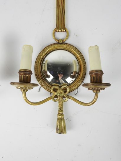 ETABLISSEMENT PETITOT: Pair of two-arm gilt...