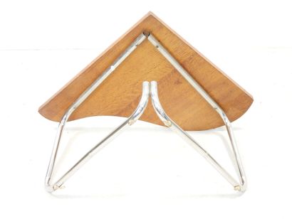 LOW TABLE with free-form wooden top, chrome-plated...