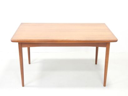 Rectangular teak table with extensions. Circa...