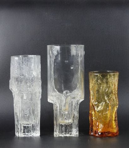 Three Scandinavian glass VASES, one signed...