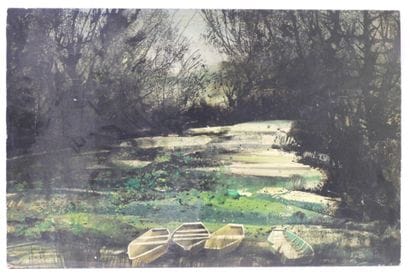 René FUMERON (1921-2004). Landscape with...